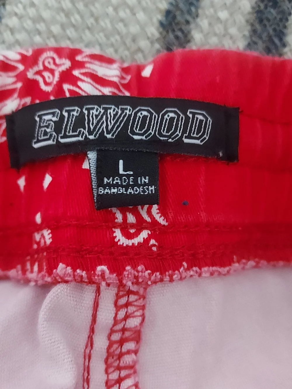 RELWOOD Red Bandana Print Pants LARGE